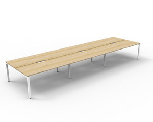 Rapidline Deluxe Infinity back to back bench workstation in Natural Oak and White Satin. Supplied product image for model D-IPLD6P1575 NO/WS.