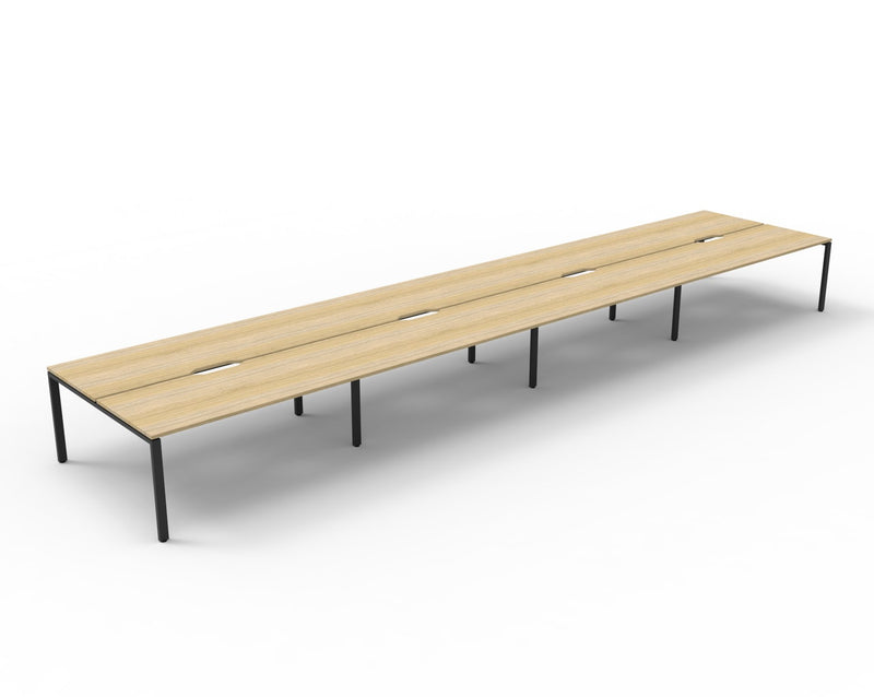 Rapidline Deluxe Infinity back to back bench workstation in Natural Oak and Black Satin. Supplied product image for model D-IPLD8P1575 NO/BL.