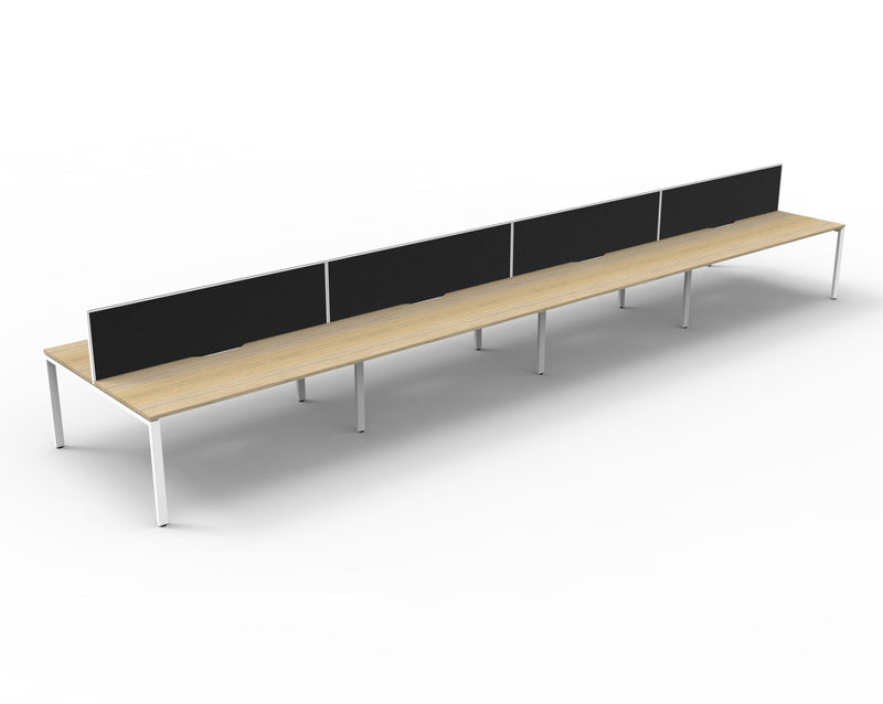 Rapidline Deluxe Infinity back to back bench workstation in Natural Oak and White Satin. Supplied product image for model D-IPLDWS8P1575 NO/WS.