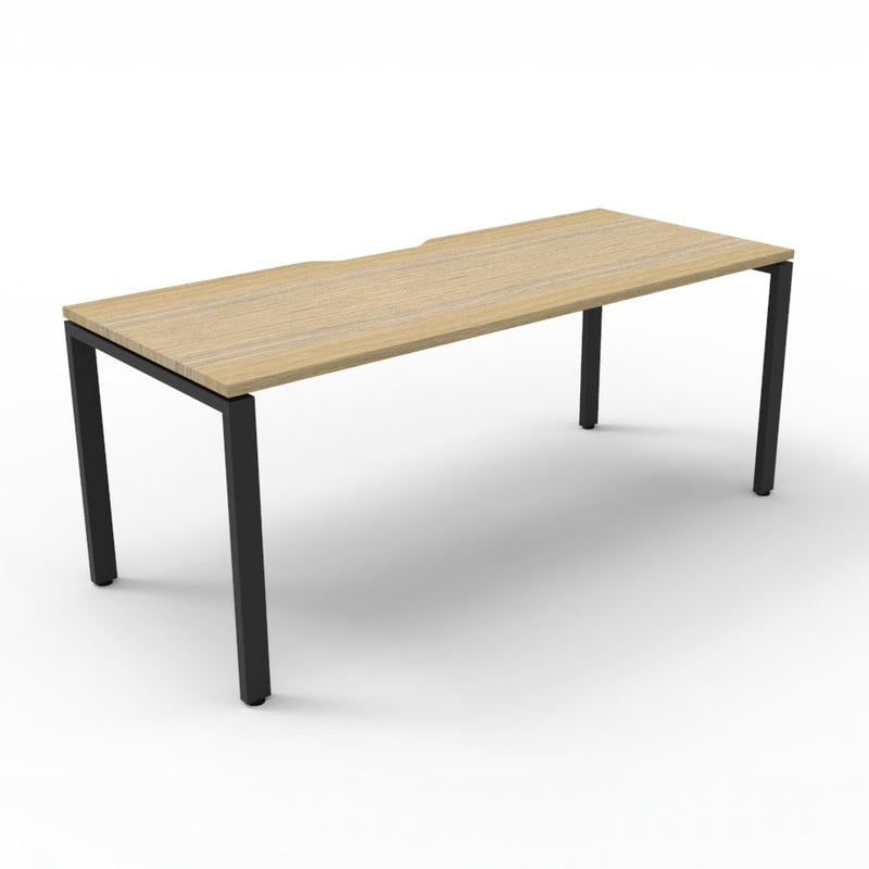 Rapidline Deluxe Infinity single sided workstation for one person in Natural Oak and Black Satin. Rapidline range image supplied for model D-IPLSWS3P1275 NO/BL. View 4.