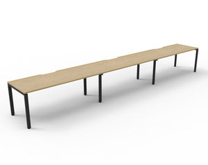 Rapidline Deluxe Infinity single sided bench workstation in Natural Oak and Black Satin. Supplied product image for model D-IPLS3P1575 NO/BL.