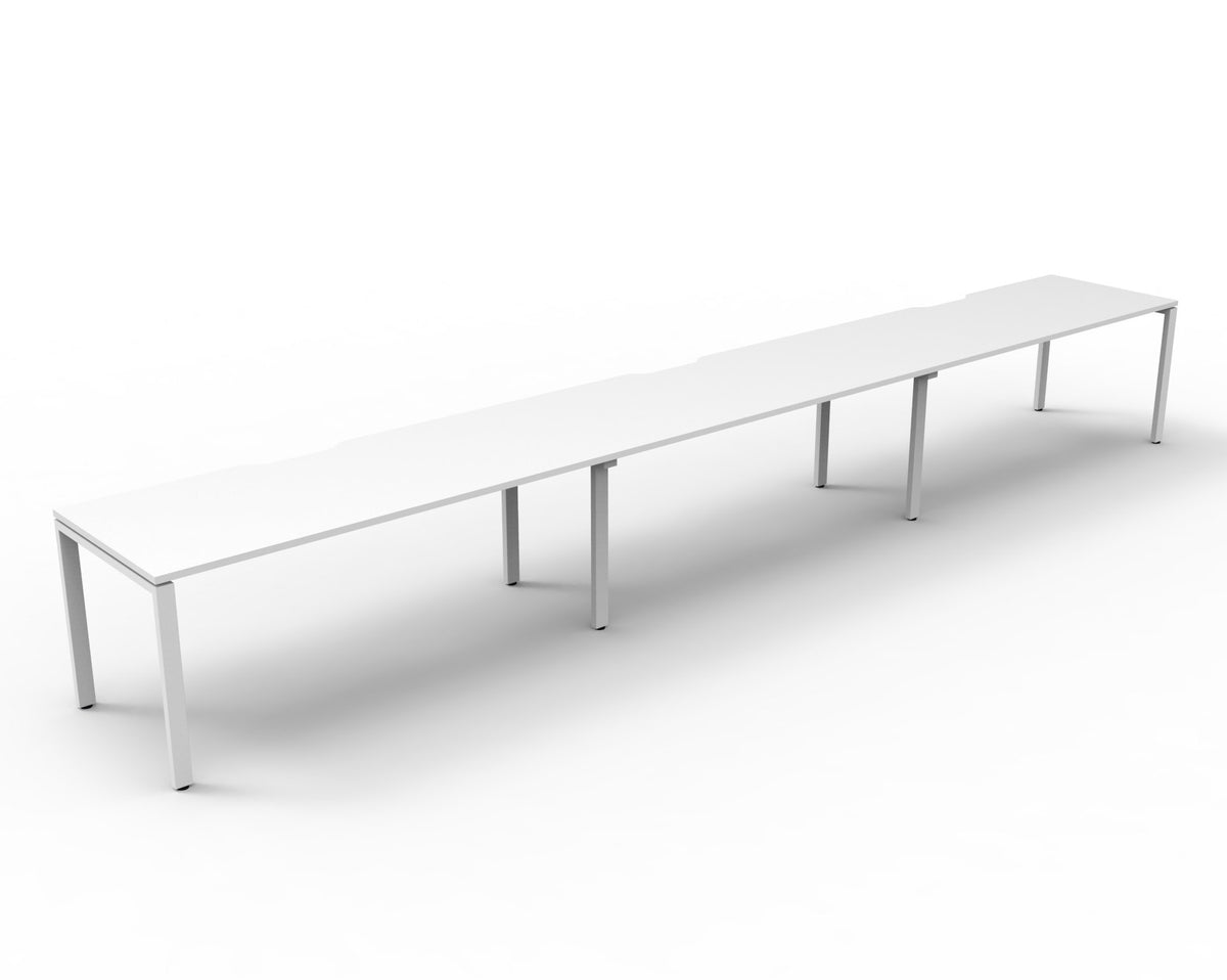 Rapidline Deluxe Infinity single sided bench workstation in Natural White and White Satin. Supplied product image for model D-IPLS3P1875 NW/WS.