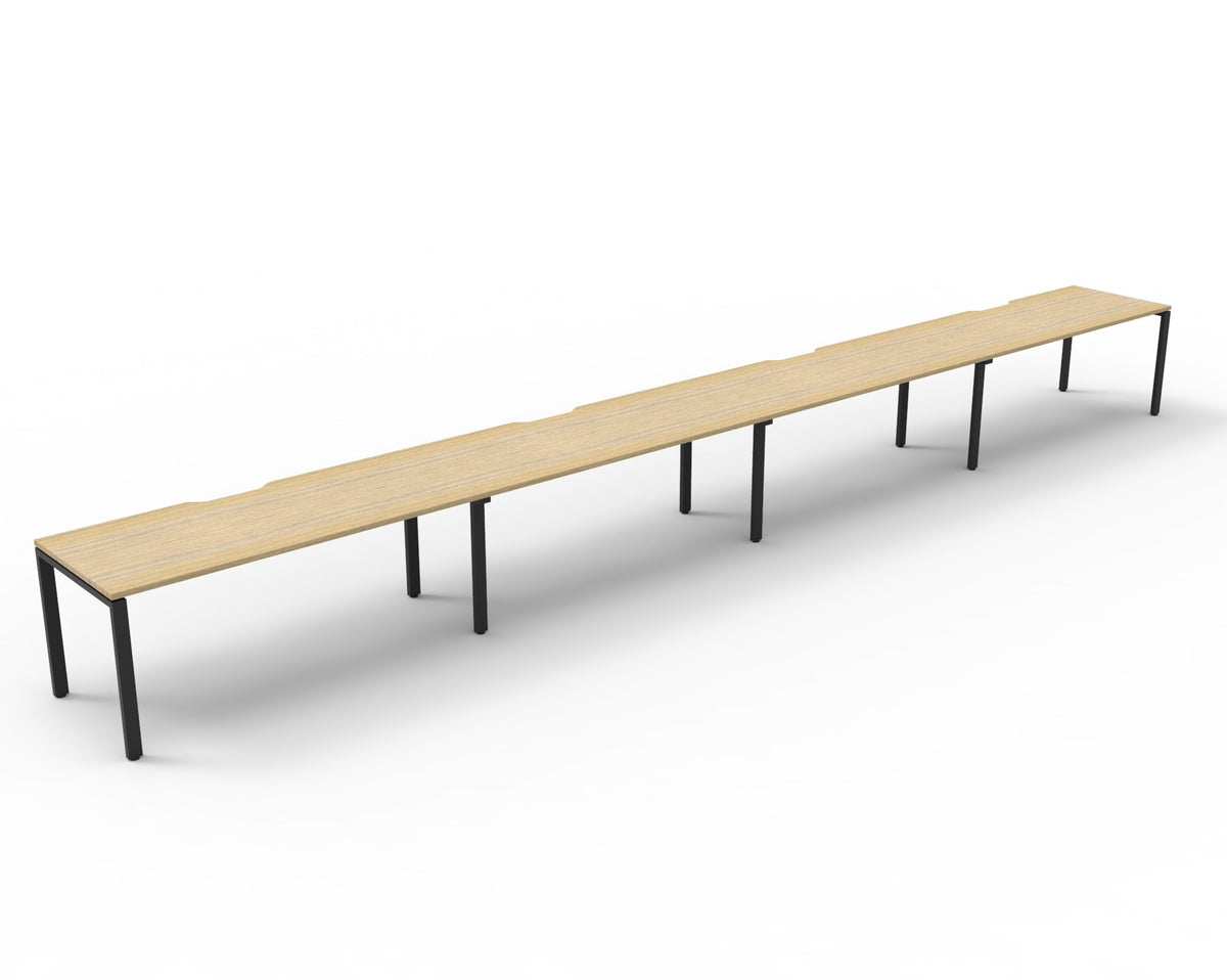 Rapidline Deluxe Infinity single sided bench workstation for four people. Rapidline range image supplied for model D-IPLS2P1875 NW/WS, shown in another finish. View 4.