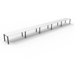 Rapidline Deluxe Infinity single sided bench workstation for five people. Rapidline range image supplied for model D-IPLS5P1275 NO/BL, shown in another finish. View 1.