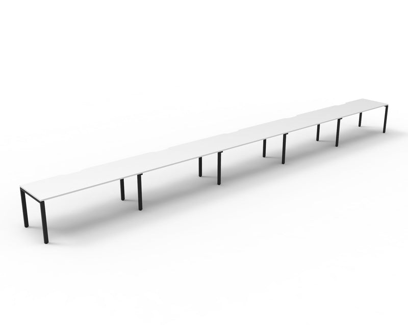 Rapidline Deluxe Infinity single sided bench workstation for five people. Rapidline range image supplied for model D-IPLS5P1875 NW/WS, shown in another finish. View 1.