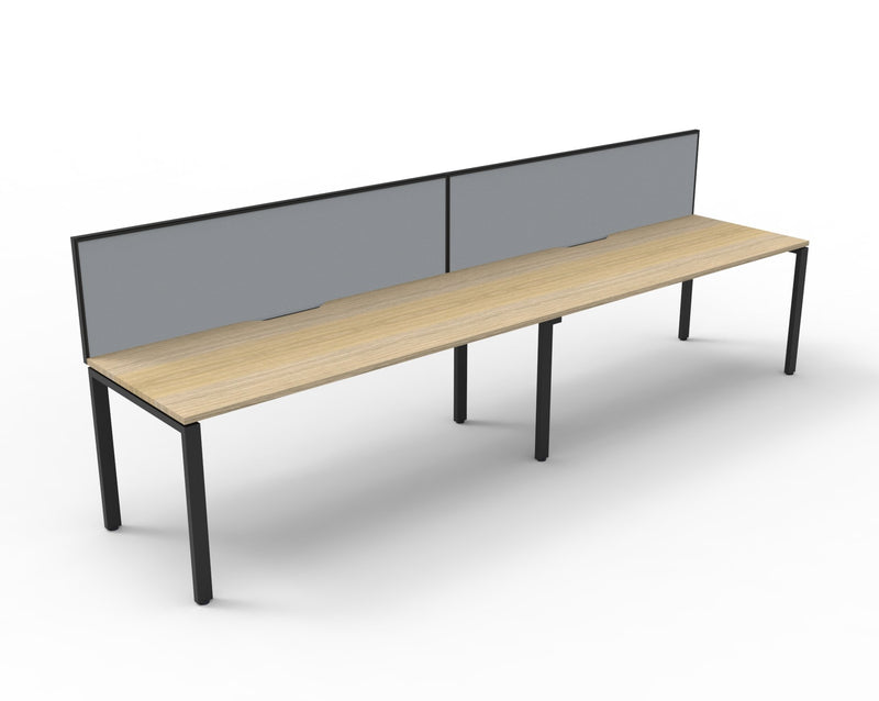 Rapidline Deluxe Infinity single sided bench workstation in Natural Oak and Black Satin. Supplied product image for model D-IPLSWS2P1875 NO/BL.