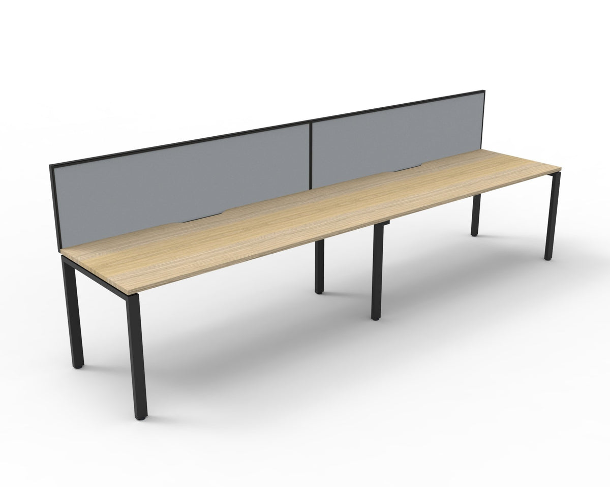 Rapidline Deluxe Infinity single sided bench workstation in Natural Oak and Black Satin. Supplied product image for model D-IPLSWS2P1575 NO/BL.