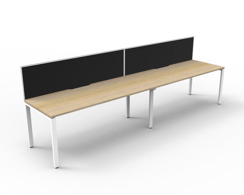 Rapidline Deluxe Infinity single sided bench workstation in Natural Oak and White Satin. Supplied product image for model D-IPLSWS2P1575 NO/WS.