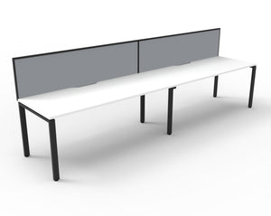 Rapidline Deluxe Infinity single sided bench workstation in Natural White and Black Satin. Supplied product image for model D-IPLSWS2P1875 NW/BL.
