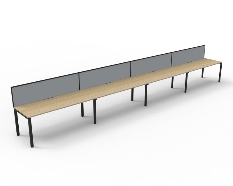 Rapidline Deluxe Infinity single sided bench workstation in Natural Oak and Black Satin. Supplied product image for model D-IPLSWS4P1575 NO/BL.