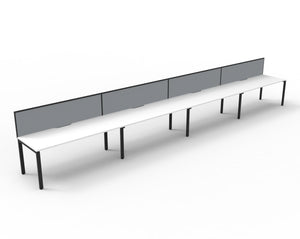 Rapidline Deluxe Infinity single sided bench workstation in Natural White and Black Satin. Supplied product image for model D-IPLSWS4P1875 NW/BL.