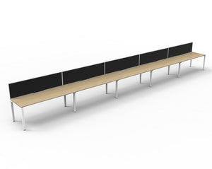 Rapidline Deluxe Infinity single sided bench workstation in Natural Oak and White Satin. Supplied product image for model D-IPLSWS5P1275 NO/WS.