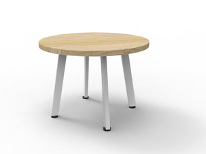 Rapidline Eternity round coffee table in Natural Oak and White. Rapidline range image supplied for model ECT900 NO/WS. View 1.