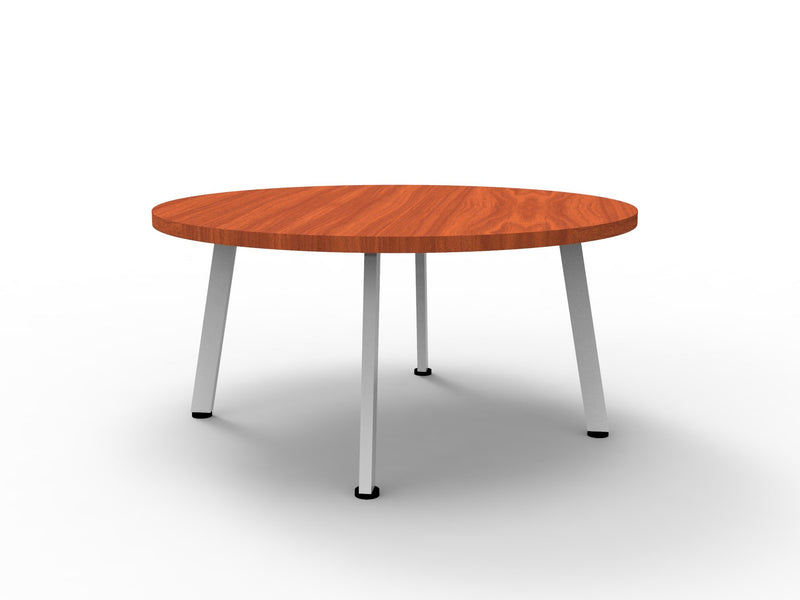 Rapidline Eternity round coffee table in Cherry and White. Supplied product image for model ECT900 C/WS.