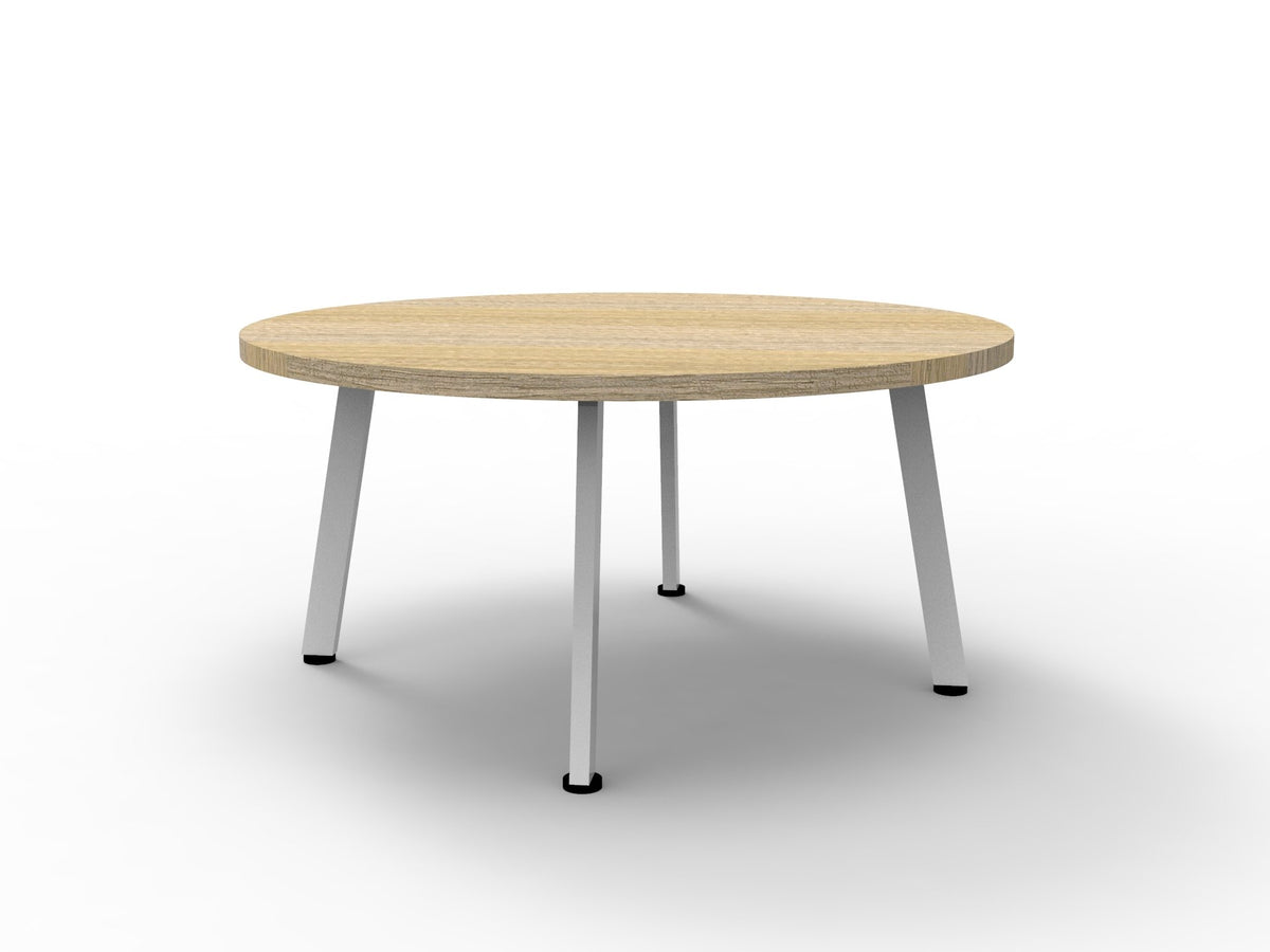 Rapidline Eternity round coffee table in Natural Oak and White. Rapidline range image supplied for model ECT600 NO/WS. View 2.