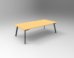 Rapidline Eternity rectangular meeting and boardroom table in Beech and Black Satin. Supplied product image for model EMT2412 B/BL.