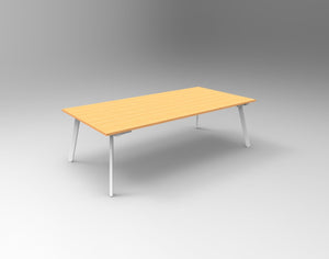 Rapidline Eternity rectangular meeting and boardroom table in Beech and White Satin. Supplied product image for model EMT2412 B/WS.
