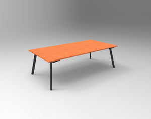 Rapidline Eternity rectangular meeting and boardroom table in Cherry and Black Satin. Supplied product image for model EMT2412 C/BL.