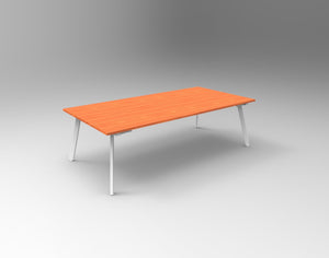 Rapidline Eternity rectangular meeting and boardroom table in Cherry and White Satin. Supplied product image for model EMT2412 C/WS.