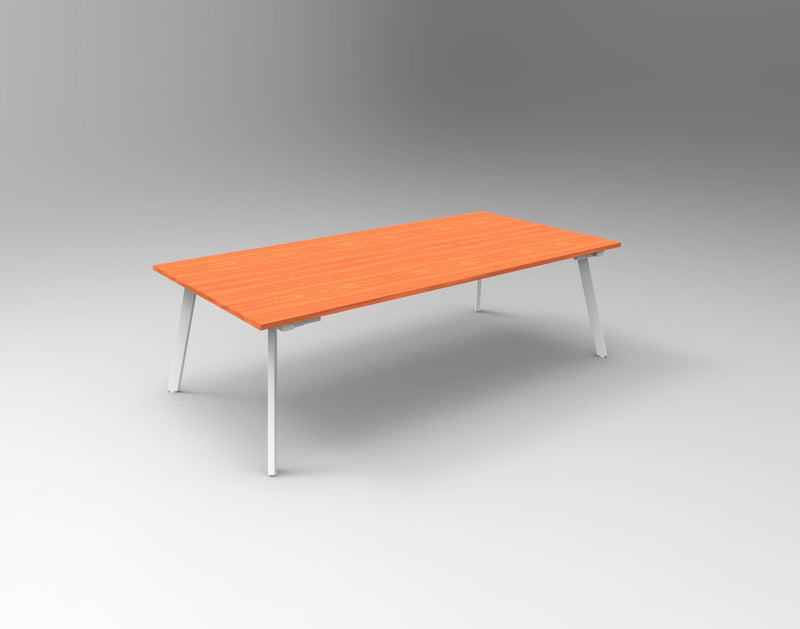 Rapidline Eternity rectangular meeting and boardroom table in Cherry and White Satin. Supplied product image for model EMT2412 C/WS.
