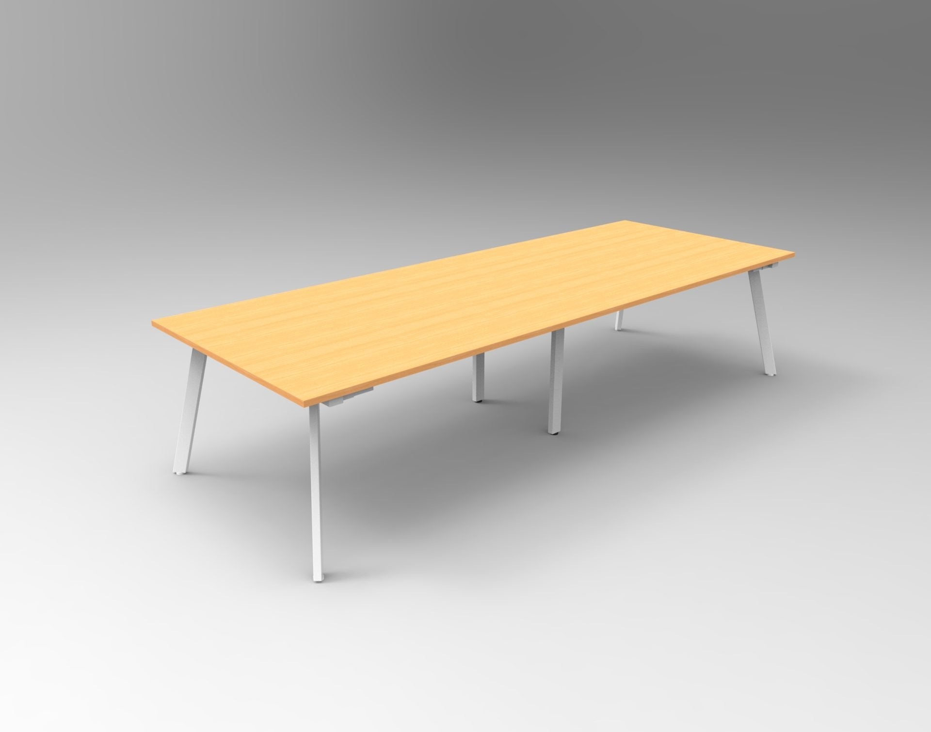 Rapidline Eternity rectangular meeting and boardroom table in Beech and White Satin. Supplied product image for model EMT3212 B/WS.