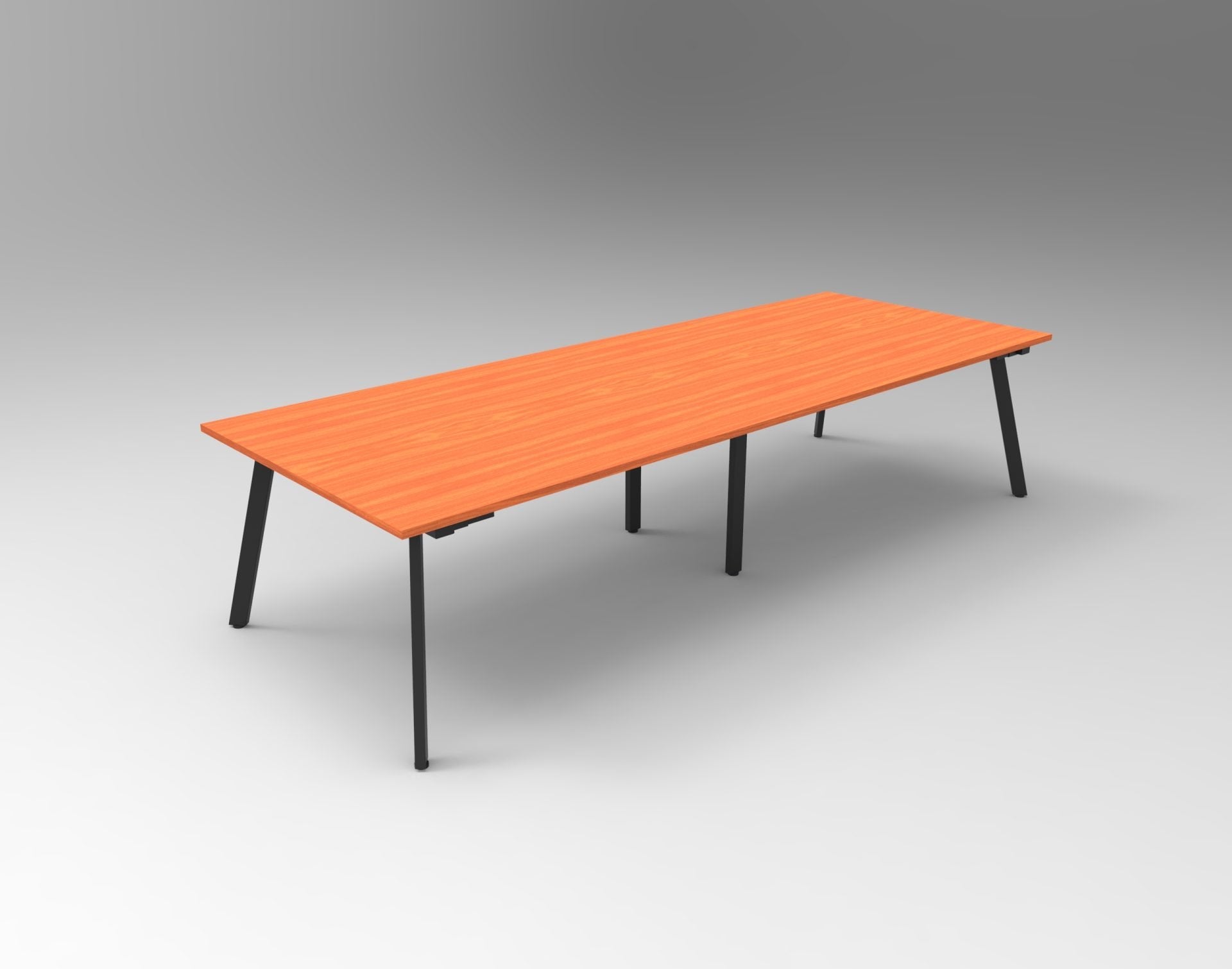 Rapidline Eternity rectangular meeting and boardroom table in Cherry and Black Satin. Supplied product image for model EMT3212 C/BL.