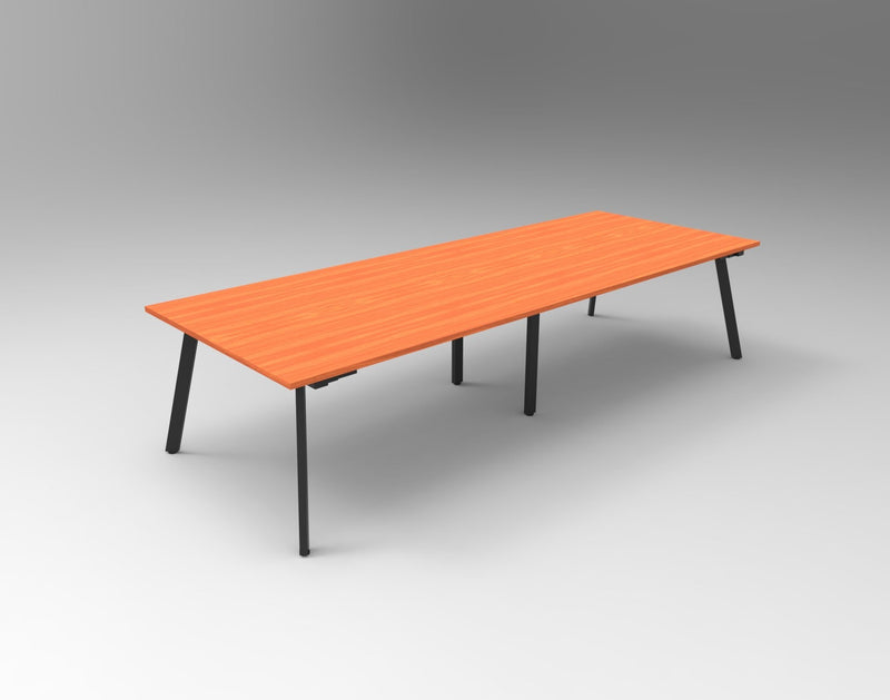 Rapidline Eternity rectangular meeting and boardroom table in Cherry and Black Satin. Supplied product image for model EMT3212 C/BL.