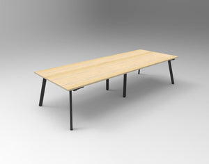 Rapidline Eternity rectangular meeting and boardroom table in Natural Oak and Black Satin. Supplied product image for model EMT3212 NO/BL.