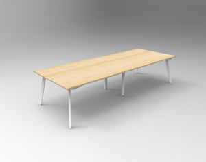 Rapidline Eternity rectangular meeting and boardroom table in Natural Oak and White Satin. Supplied product image for model EMT3212 NO/WS.