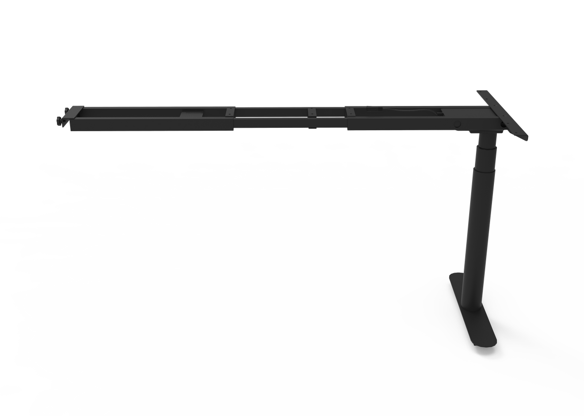 Rapidline Halo Plus return frame in black satin powdercoat for round leg height adjustable workstations. Supplied product image for model HP-RF BL.