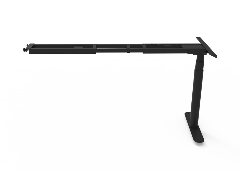 Rapidline Halo Plus return frame in black satin powdercoat for round leg height adjustable workstations. Supplied product image for model HP-RF BL.