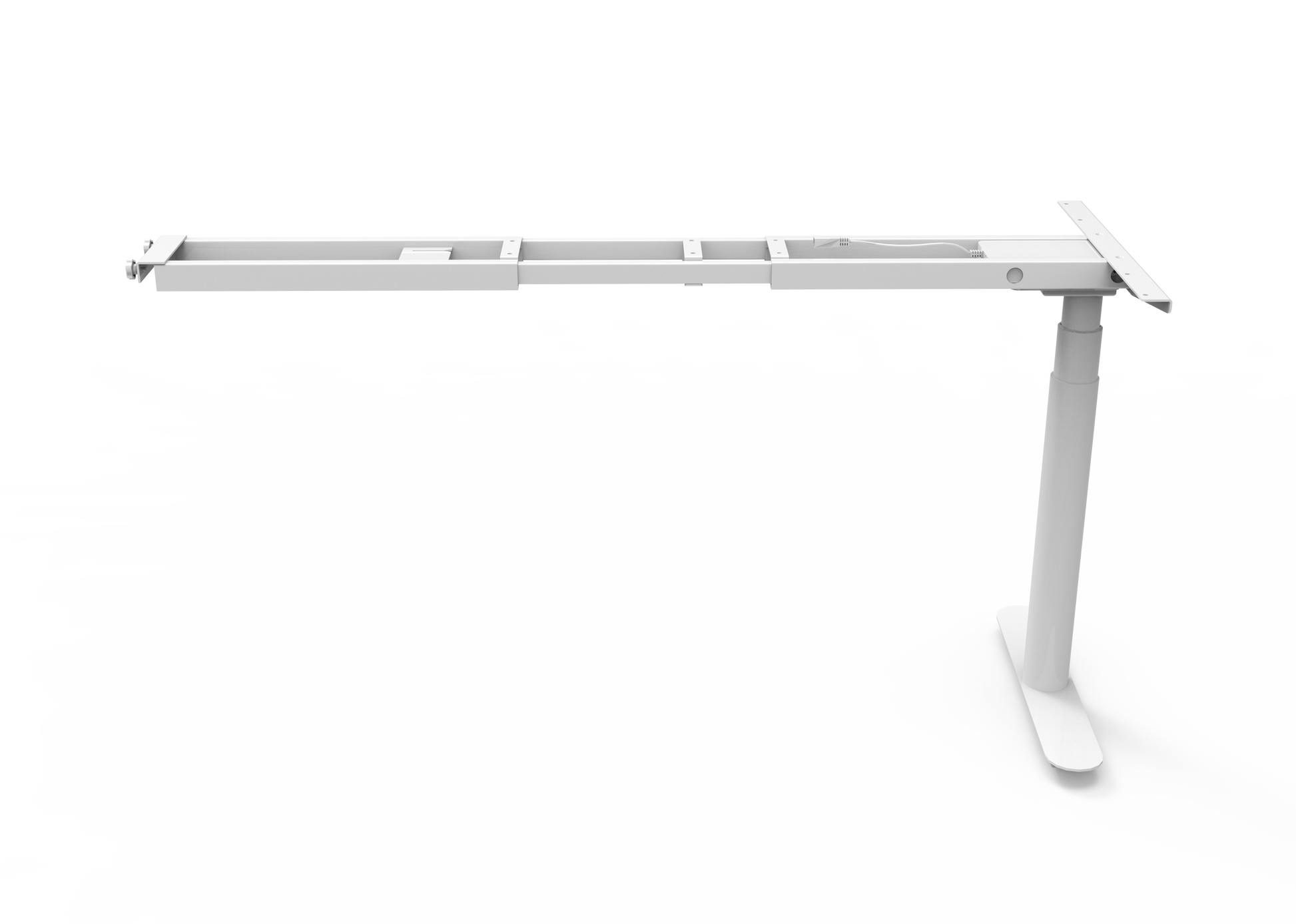 Rapidline Halo Plus return frame in white satin powdercoat for round leg height adjustable workstations. Supplied product image for model HP-RF WS.