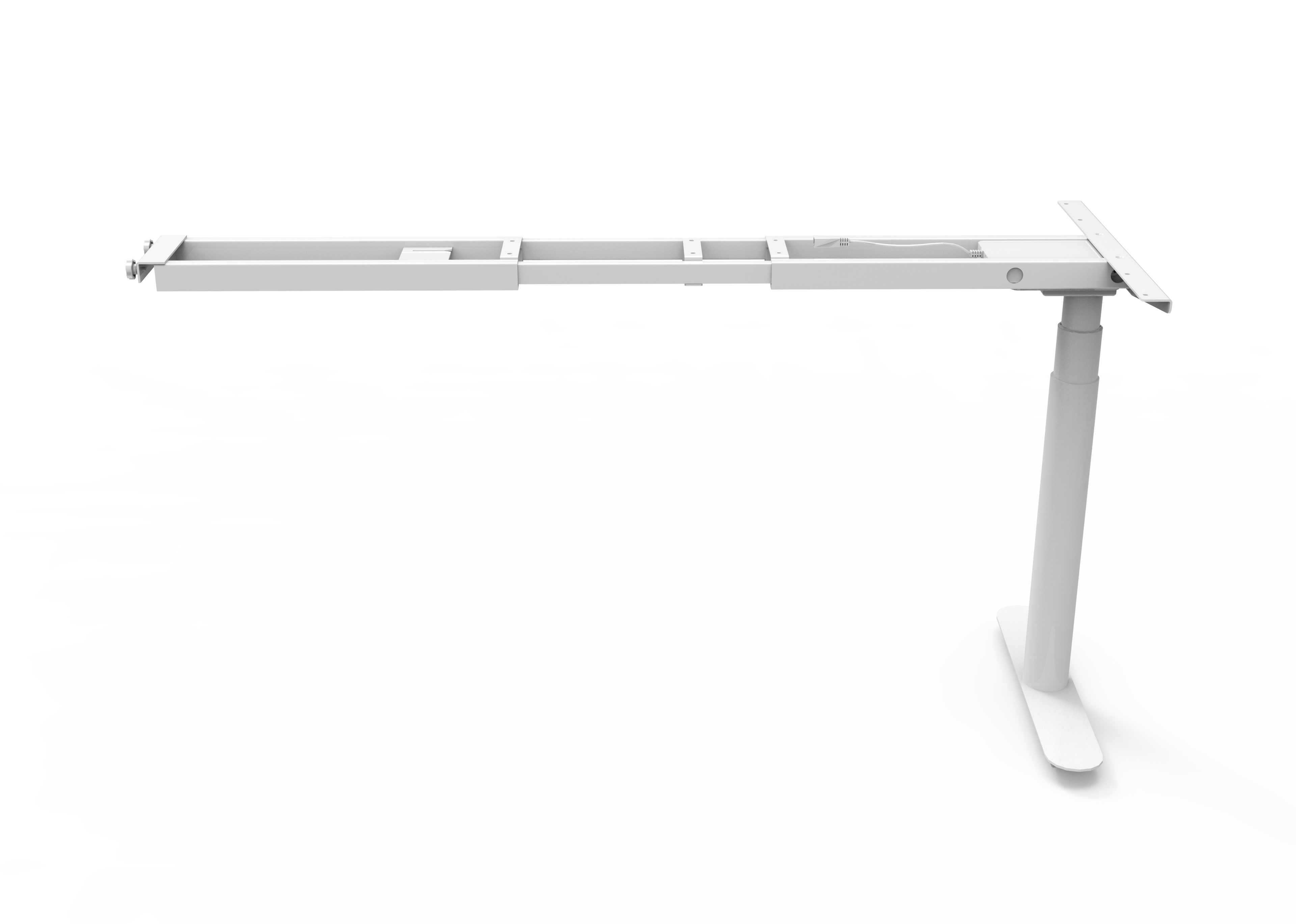 Rapidline Halo Plus return frame in white satin powdercoat for round leg height adjustable workstations. Supplied product image for model HP-RF WS.