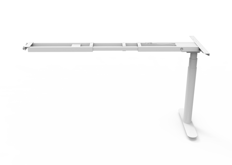 Rapidline Halo Plus return frame in white satin powdercoat for round leg height adjustable workstations. Supplied product image for model HP-RF WS.