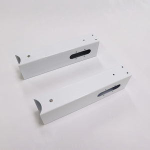 Rapidline Halo Plus cable tray and screen mounting arm in white satin powdercoat for round leg height adjustable workstations. Supplied product image for model HP-SSARM WS.
