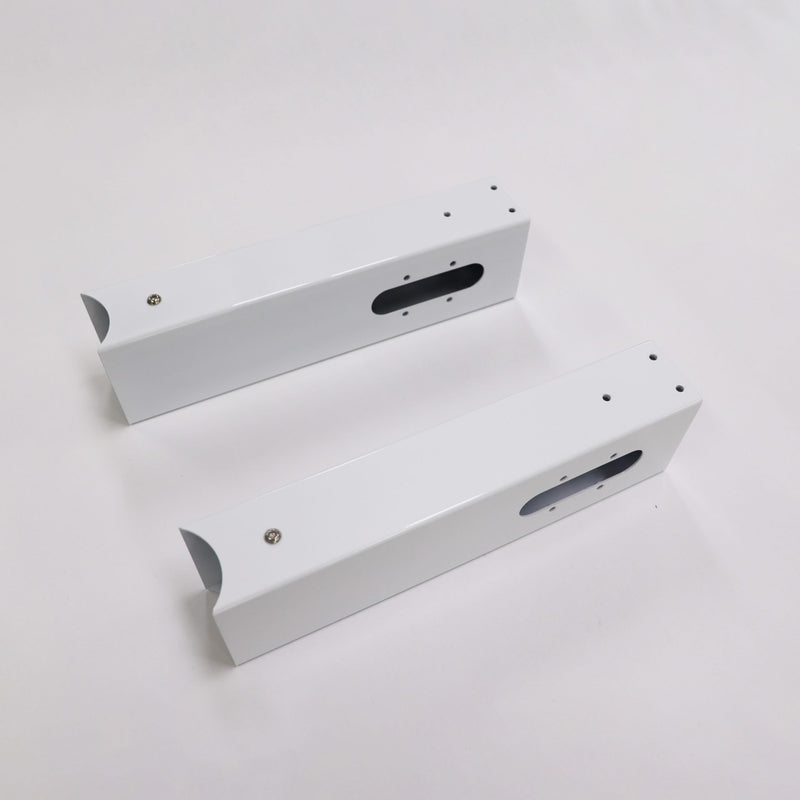 Rapidline Halo Plus cable tray and screen mounting arm in white satin powdercoat for round leg height adjustable workstations. Supplied product image for model HP-SSARM WS.