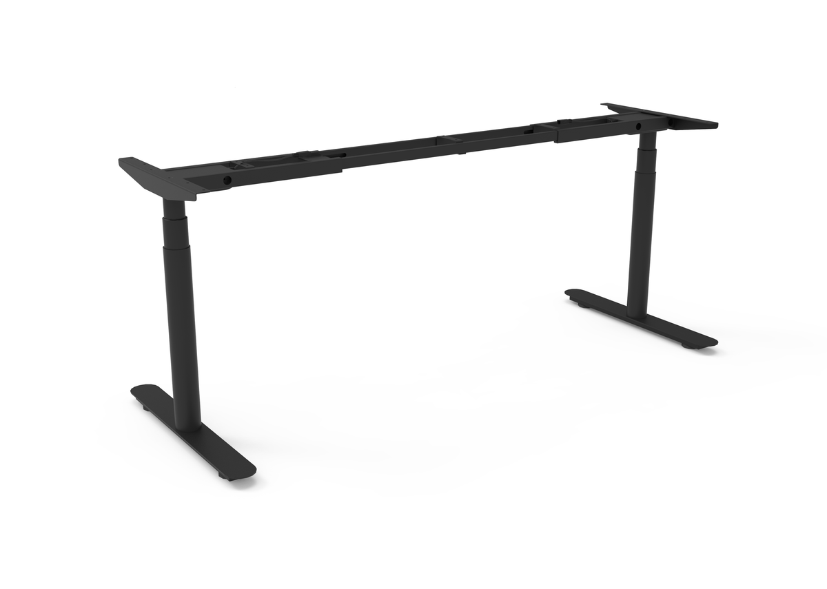 Rapidline Halo Plus single sided frame in black satin powdercoat for round leg height adjustable workstations. Supplied product image for model HP-SSF BL.