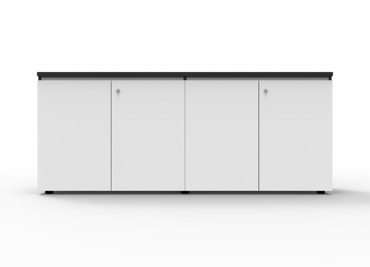 Rapidline Deluxe Infinity four door swing door cupboard in Natural White and Black. Rapidline range image supplied for model IFSD1845 NW/BL. View 1.