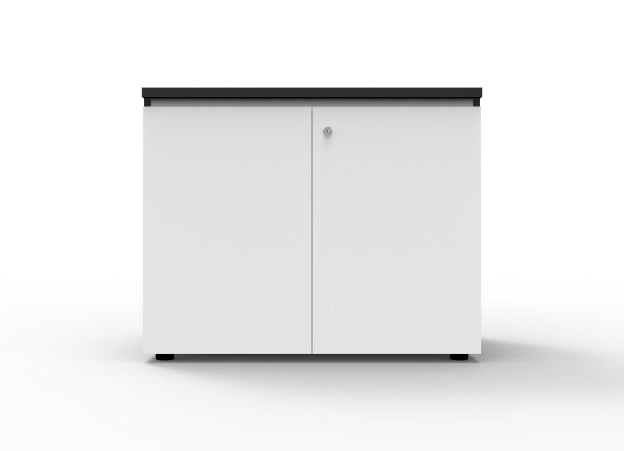 Rapidline Deluxe Infinity two door swing door cupboard in Natural White and Black. Rapidline range image supplied for model IFSD1845 NW/BL. View 2.