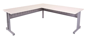 Rapidline Rapid Span C Leg open workstation with return in Natural White and Precious Silver. Rapidline range image supplied for model RCDR1818M B. View 1.