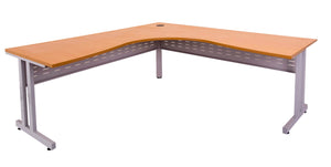 Rapidline Rapid Span C Leg corner workstation in Beech and Precious Silver. Supplied product image for model RCLCWS18187M B. View 1.