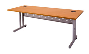 Rapidline Rapid Span C Leg open workstation in Beech and Precious Silver. Rapidline range image supplied for model RCLD157M B. View 1.