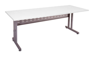 Rapidline Rapid Span C Leg open workstation in Natural White and Precious Silver. Rapidline range image supplied for model RCLD157M NW. View 1.