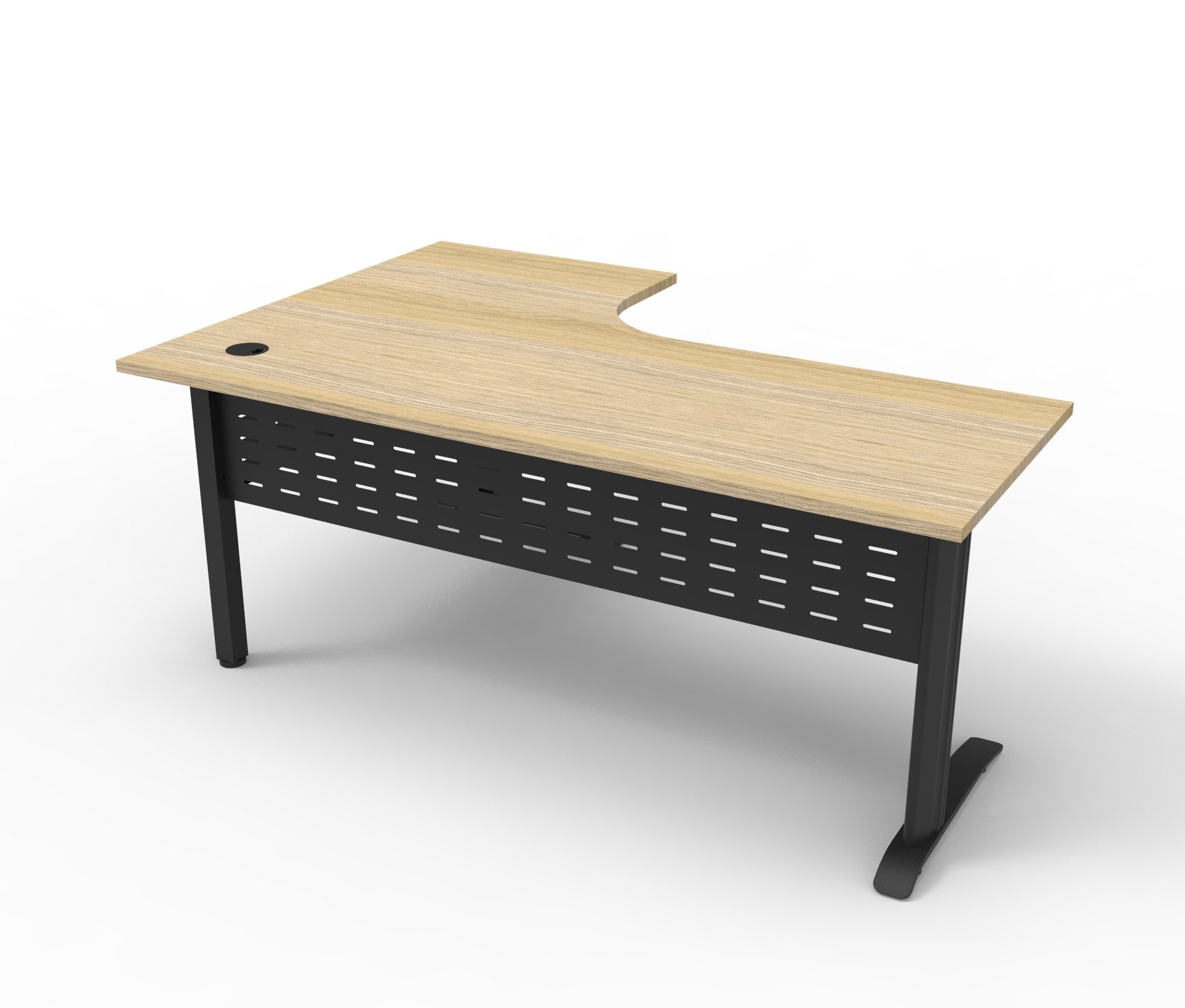 Rapidline Deluxe Rapid Span corner workstation in Natural Oak and Black Satin. Rapidline range image supplied for model RSCWS151575M BNO. View 3.