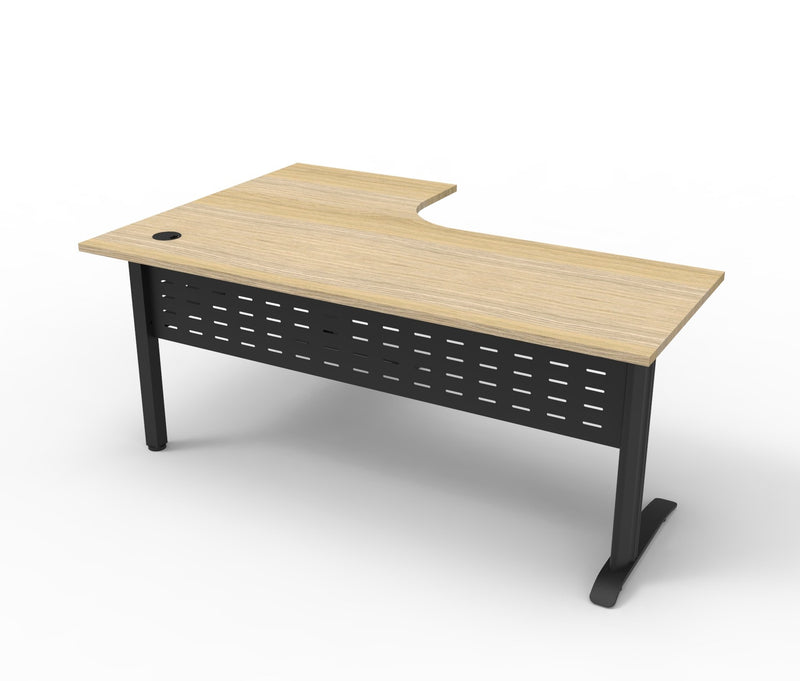 Rapidline Deluxe Rapid Span corner workstation in Natural Oak and Black Satin. Rapidline range image supplied for model RSCWS151575M BNO. View 3.