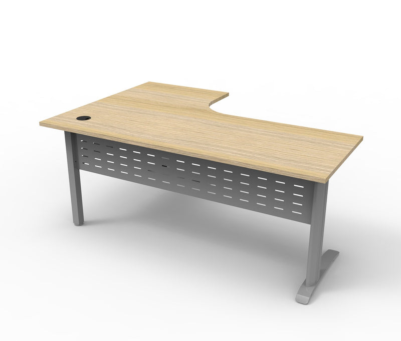 Rapidline Deluxe Rapid Span corner workstation in Natural Oak and Precious Silver. Rapidline range image supplied for model RSCWS151575M WNO. View 4.