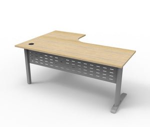 Rapidline Deluxe Rapid Span corner workstation in Natural Oak and Precious Silver. Supplied product image for model RSCWS181275M SNO. View 1.