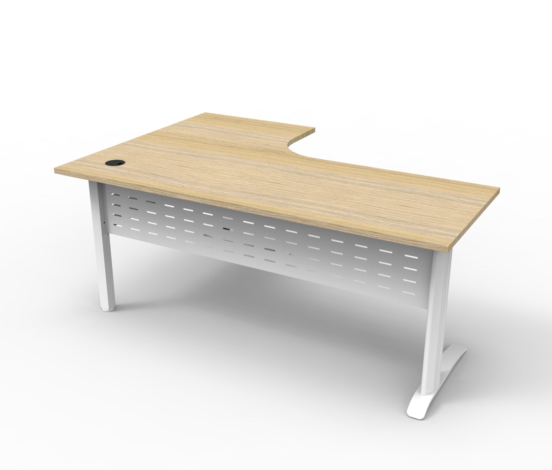 Rapidline Deluxe Rapid Span corner workstation in Natural Oak and White Satin. Rapidline range image supplied for model RSCWS181875M WNO. View 2.