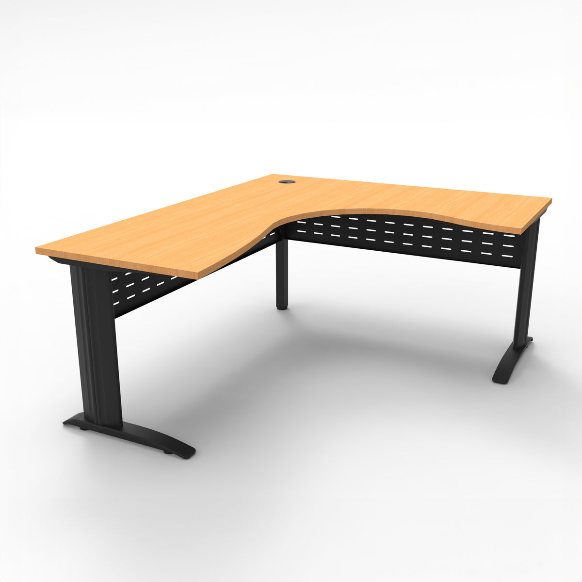 Rapidline Rapid Span corner workstation in Beech and Black Satin. Rapidline range image supplied for model RSCWS18187M BB. View 3.