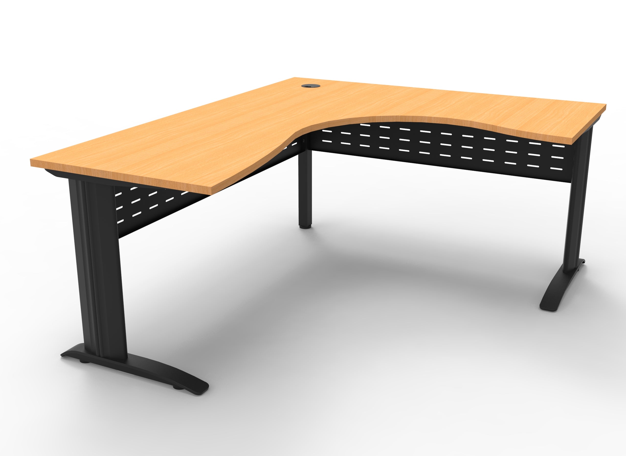 Rapidline Rapid Span corner workstation in Beech and Black Satin. Supplied product image for model RSCWS18127M BB. View 1.